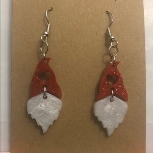 Red and White Heart Earrings